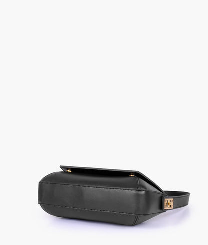 Elegant Flap Shoulder Purse Black