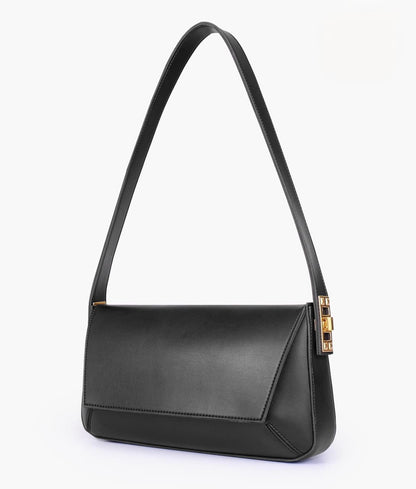 Elegant Flap Shoulder Purse Black