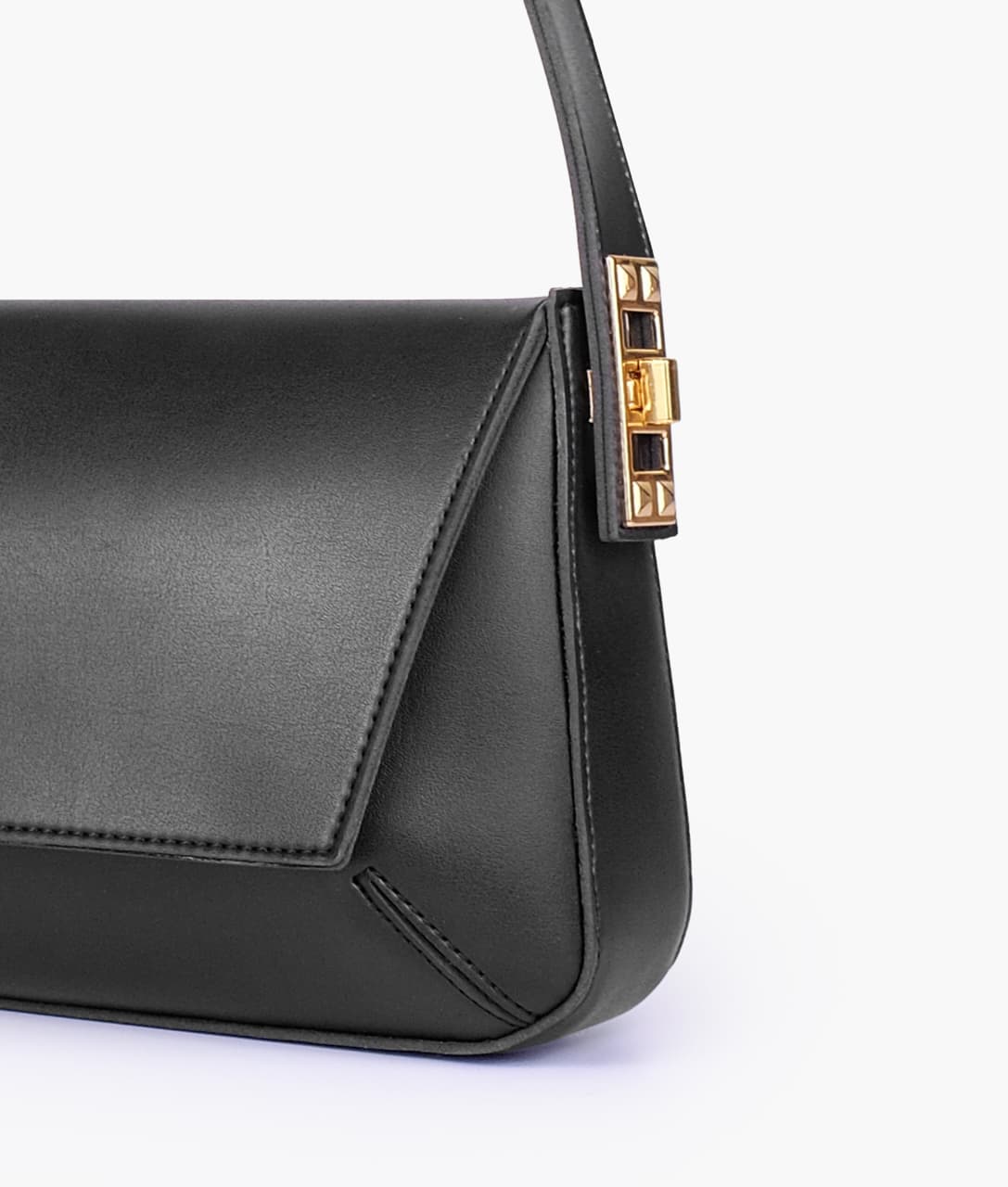 Elegant Flap Shoulder Purse Black